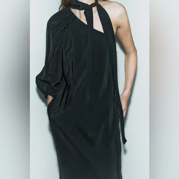 ZARA STUDIO One Shoulder Limited Edition MIDI Dress XS TAGS ATTACHED COCKTAIL - Picture 7 of 15